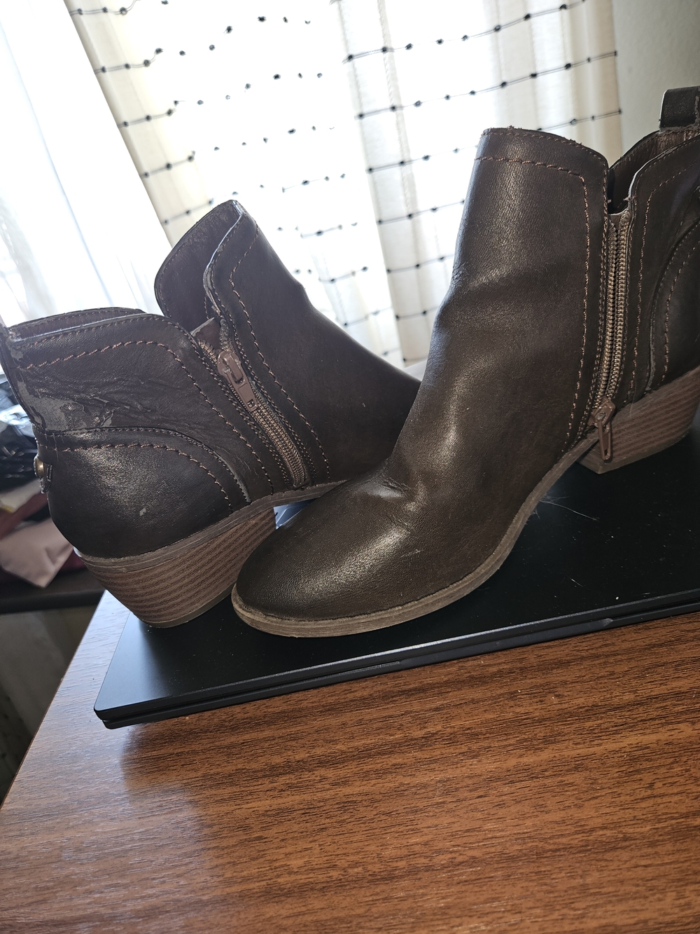 Women's Brown Ankle Booties with Side Zipper